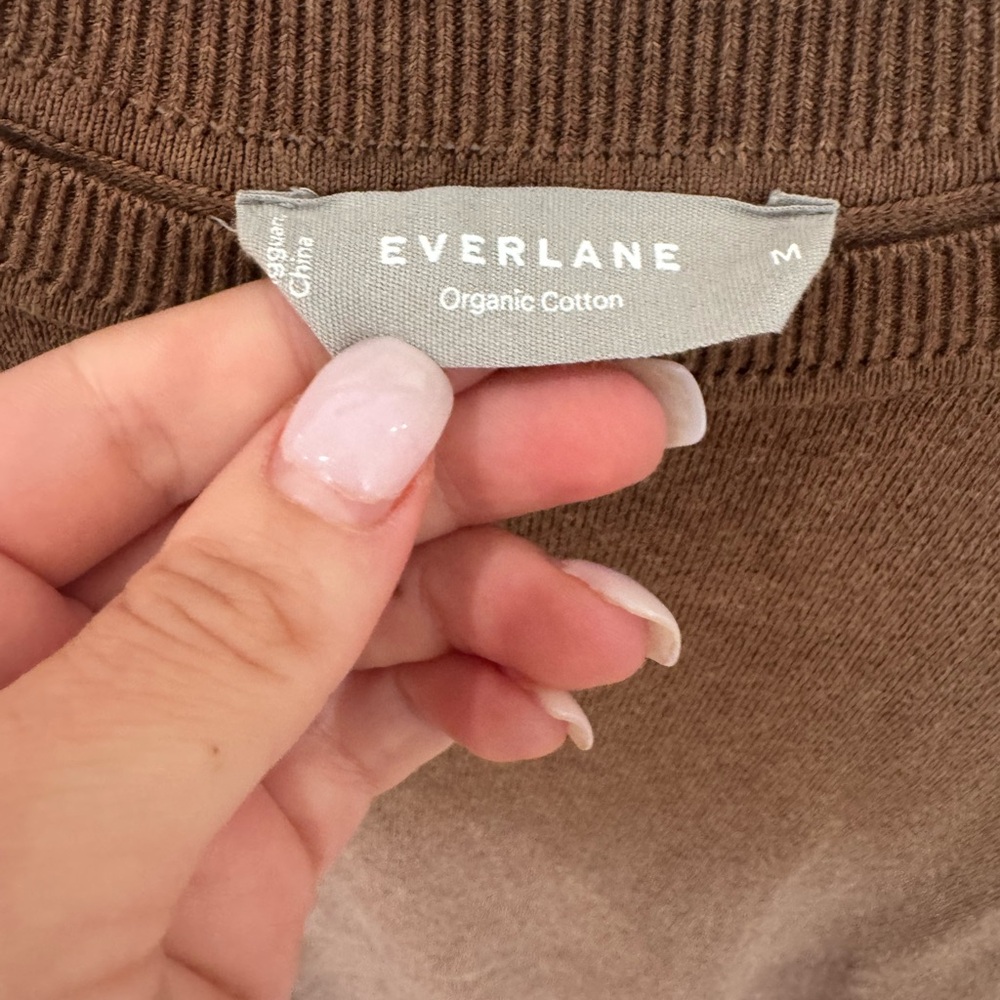Everlane Brown Crew Neck Sweater with Fine-Knit Texture - Picture 3 of 5
